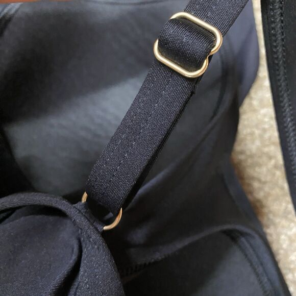 Lands End One Piece Swimsuit Dress Sz 12 Black No Underwire Padded Side Knot - Picture 10 of 16